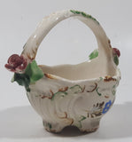 Vintage Basket with Flowers 5" Wide Hand Painted Ceramic Ornament