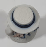 Vintage Brinns Blue and White French Colonial Boy Holding White Puppy Dog 4" Tall Porcelain Figurine