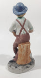 Vintage Man Holding Bowl of Grapes with Dog 6 1/2" Tall Porcelain Figurine
