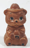 Vintage Smokey The Bear Forest Ranger Shaped Brown 3 3/8" Tall Ceramic Salt and Pepper Shaker (Single)