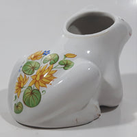 Vintage 1982 Avon Ceramarte 4 1/2" Long White Frog Ceramic Incense Potpourri Holder