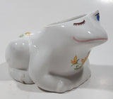 Vintage 1982 Avon Ceramarte 4 1/2" Long White Frog Ceramic Incense Potpourri Holder