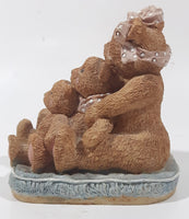Three Brown Teddy Bears Sitting Together 5" Tall Heavy Resin Figurine
