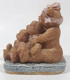 Three Brown Teddy Bears Sitting Together 5" Tall Heavy Resin Figurine