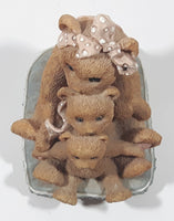 Three Brown Teddy Bears Sitting Together 5" Tall Heavy Resin Figurine
