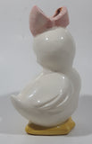 White Duck with Pink Bow and Pink Flower Design 5" Tall Porcelain Figurine