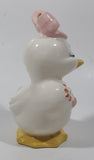 White Duck with Pink Bow and Pink Flower Design 5" Tall Porcelain Figurine