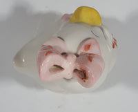 White Duck with Pink Bow and Pink Flower Design 5" Tall Porcelain Figurine