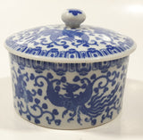 Vintage Griffon Bird and Floral Pattern 4" Porcelain Dish with Lid