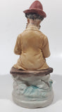Vintage Man Wearing Hat Smoking Pipe Reading Book 6 1/2" Tall Porcelain Figurine