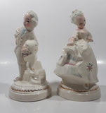 Vintage Holland Molds Colonial Man and Woman 7 1/2" Tall Ceramic Figurine Set of 2