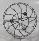 Vintage Cobalt Blue Glass Bowl in Silver Tone Metal Basket