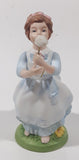 Vintage 1982 Avon Wishful Thoughts Girl Blowing Dandelion Flower 6" Tall Hand Painted Porcelain Figurine
