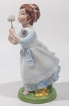 Vintage 1982 Avon Wishful Thoughts Girl Blowing Dandelion Flower 6" Tall Hand Painted Porcelain Figurine