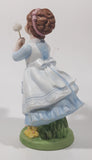 Vintage 1982 Avon Wishful Thoughts Girl Blowing Dandelion Flower 6" Tall Hand Painted Porcelain Figurine