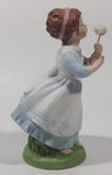 Vintage 1982 Avon Wishful Thoughts Girl Blowing Dandelion Flower 6" Tall Hand Painted Porcelain Figurine
