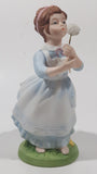 Vintage 1982 Avon Wishful Thoughts Girl Blowing Dandelion Flower 6" Tall Hand Painted Porcelain Figurine