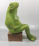 Poppy Pot Green Sitting Frog Shaped 10" Tall Ceramic Figurine