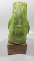 Poppy Pot Green Sitting Frog Shaped 10" Tall Ceramic Figurine