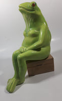 Poppy Pot Green Sitting Frog Shaped 10" Tall Ceramic Figurine
