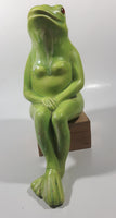 Poppy Pot Green Sitting Frog Shaped 10" Tall Ceramic Figurine