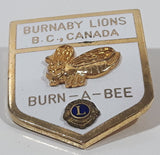 Vintage Lions Club Burnaby B.C. Canada Burn-A-Bee 1 1/8" x 1 1/2" Enamel Metal Lapel Pin
