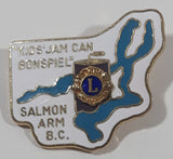 Vintage Lions Club Salmon Arm B.C. "Kids' Jam Can Bonspiel" Curling Themed 1" x 1 1/4" Enamel Metal Lapel Pin