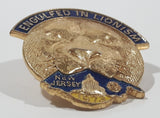 Vintage 1973 Lions Club New Jersey Engulfed in Lionism 1 1/8" x 1 1/8" Enamel Metal Lapel Pin
