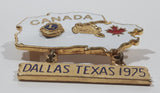 Vintage 1975 Lions Club Canada Shaped Dallas Texas 1 3/8" x 1 1/2" Enamel Metal Lapel Pin