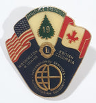 Vintage Lions Club Multiple District 19 Washington N. Idaho British Columbia International Services Humanitarian Solidarity 1 3/8" x 1 1/2" Enamel Metal Lapel Pin