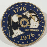 Vintage Lions Club Michigan 1776 1976 American Bicentennial 1 1/4" Enamel Metal Lapel Pin