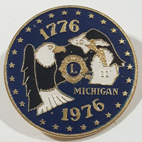Vintage Lions Club Michigan 1776 1976 American Bicentennial 1 1/4" Enamel Metal Lapel Pin