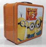 2013 Despicable Me 2 Minions Themed Orange Embossed Tin Metal Lunch Box Container