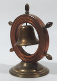 Vintage Copper Captain's Ship Wheel with Brass Bell and Base 4 1/2" Tall
