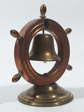 Vintage Copper Captain's Ship Wheel with Brass Bell and Base 4 1/2" Tall