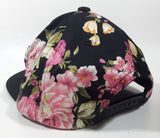 Flag & Symbol Pink Tropical Flower Themed Embroidered Los Angeles Black Snap Back Adjustable Size Baseball Cap Hat