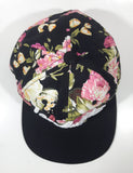 Flag & Symbol Pink Tropical Flower Themed Embroidered Los Angeles Black Snap Back Adjustable Size Baseball Cap Hat