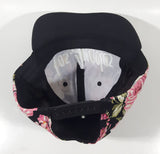 Flag & Symbol Pink Tropical Flower Themed Embroidered Los Angeles Black Snap Back Adjustable Size Baseball Cap Hat