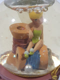 Disney Store Exclusive Fairies Tinkerbell Sitting On Spools of Thread 3 1/2" Tall Miniature Footed Resin Snow Globe with Tag