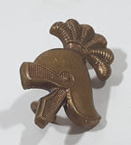 Vintage Spartan Soldier Armor Helmet Shaped 1/2" x 7/8" Bronze Tone Hat Cap Shoulder Badge Military Insignia