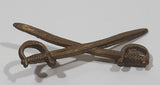 Vintage German Military Mountain Troops Crossed Swords 3/4" x 1 3/4" Brass Hat Cap Shoulder Badge Insignia