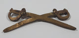 Vintage German Military Mountain Troops Crossed Swords 3/4" x 1 3/4" Brass Hat Cap Shoulder Badge Insignia