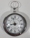 Quartz Pocket Watch Shaped Large 5 3/4" Tall Chrome Wall Clock