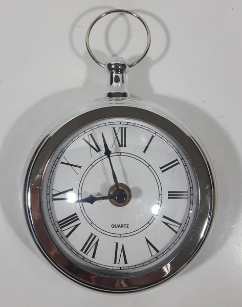 Quartz Pocket Watch Shaped Large 5 3/4" Tall Chrome Wall Clock