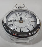 Quartz Pocket Watch Shaped Large 5 3/4" Tall Chrome Wall Clock