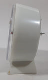 Vintage Cosmo White Plastic 4 1/2" Tall Wind Up Alarm Clock with Glow In The Dark Hands