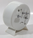 Vintage Cosmo White Plastic 4 1/2" Tall Wind Up Alarm Clock with Glow In The Dark Hands