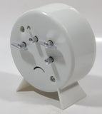 Vintage Cosmo White Plastic 4 1/2" Tall Wind Up Alarm Clock with Glow In The Dark Hands