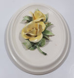 Vintage Fable Loraleigh Shearing Yellow Flowers and Green Leaves 6 1/4" x 8" Ceramic Wall Plaque