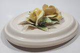 Vintage Fable Loraleigh Shearing Yellow Flowers and Green Leaves 6 1/4" x 8" Ceramic Wall Plaque